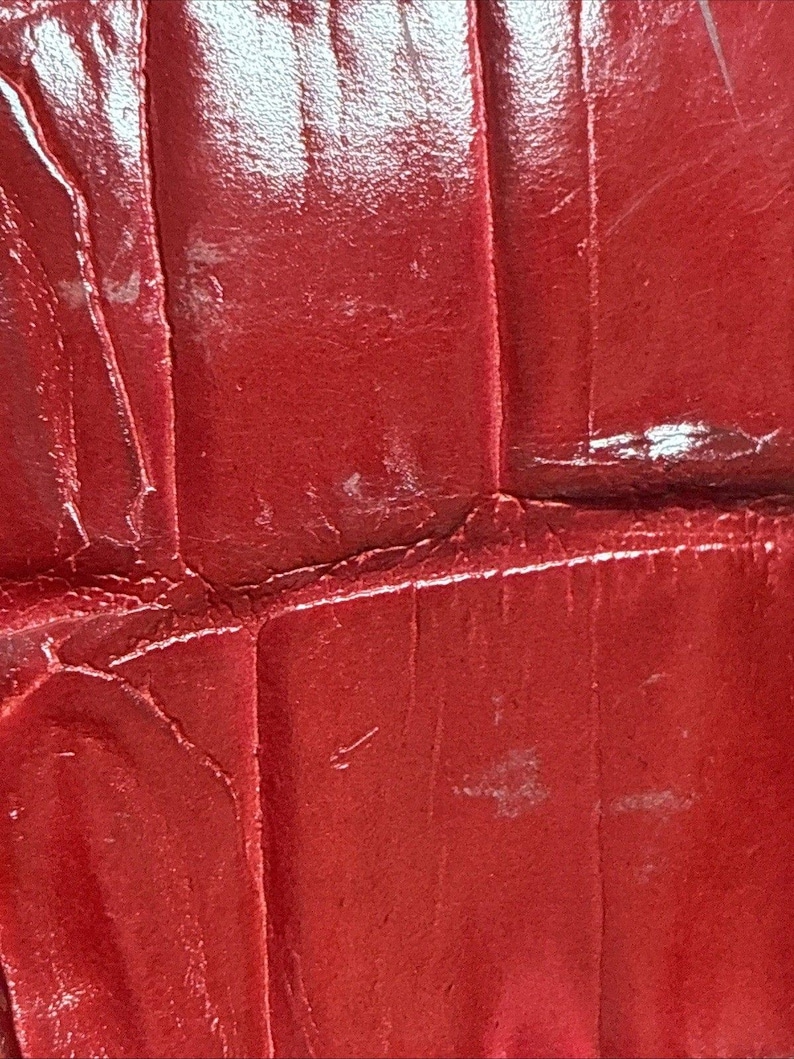 Vintage Brighton Penelope Bucket Shoulder Bag Croc Embossed Red Leather Purse image 14