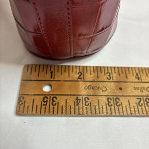 Vintage Brighton Penelope Bucket Shoulder Bag Croc Embossed Red Leather Purse image 9