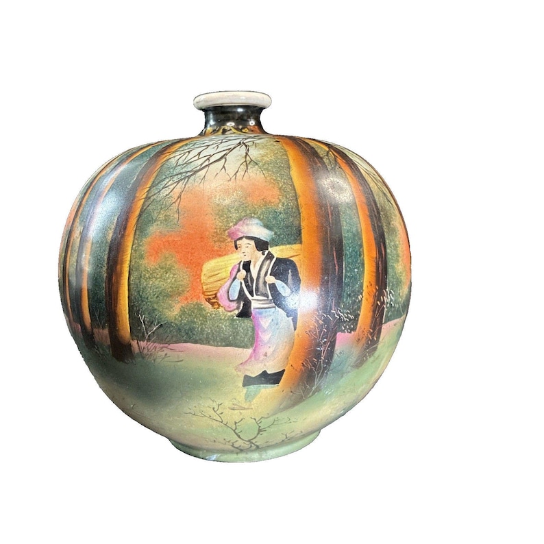 Antique Royal Nippon Japanese Nishiki Hand Painted Round Vase Numbered 156/963 image 1