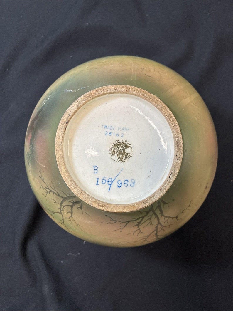 Antique Royal Nippon Japanese Nishiki Hand Painted Round Vase Numbered 156/963 image 10
