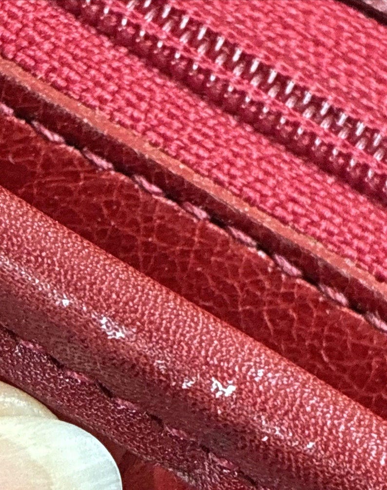 Vintage Brighton Penelope Bucket Shoulder Bag Croc Embossed Red Leather Purse image 11