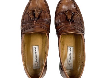 Sandro Moscoloni Braune Leder-Quasten-Loafer, Herren, Größe 8, Freizeit-Slipper, Spanien