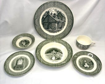 Zestaw obiadowy Vintage Royal China Old Curiosity Shop – Charles Dickens Transferware