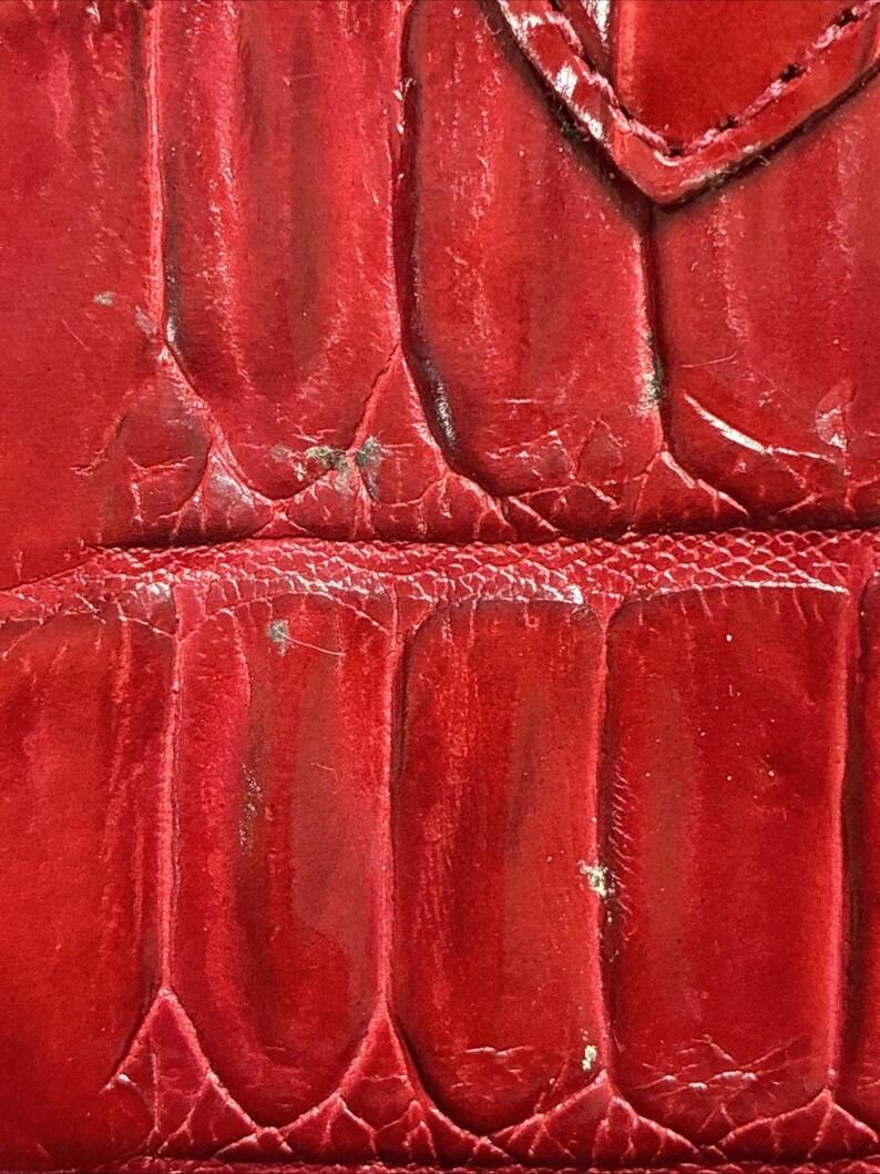Vintage Brighton Penelope Bucket Shoulder Bag Croc Embossed Red Leather Purse image 13