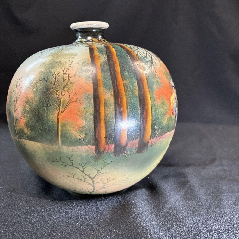 Antique Royal Nippon Japanese Nishiki Hand Painted Round Vase Numbered 156/963 image 7