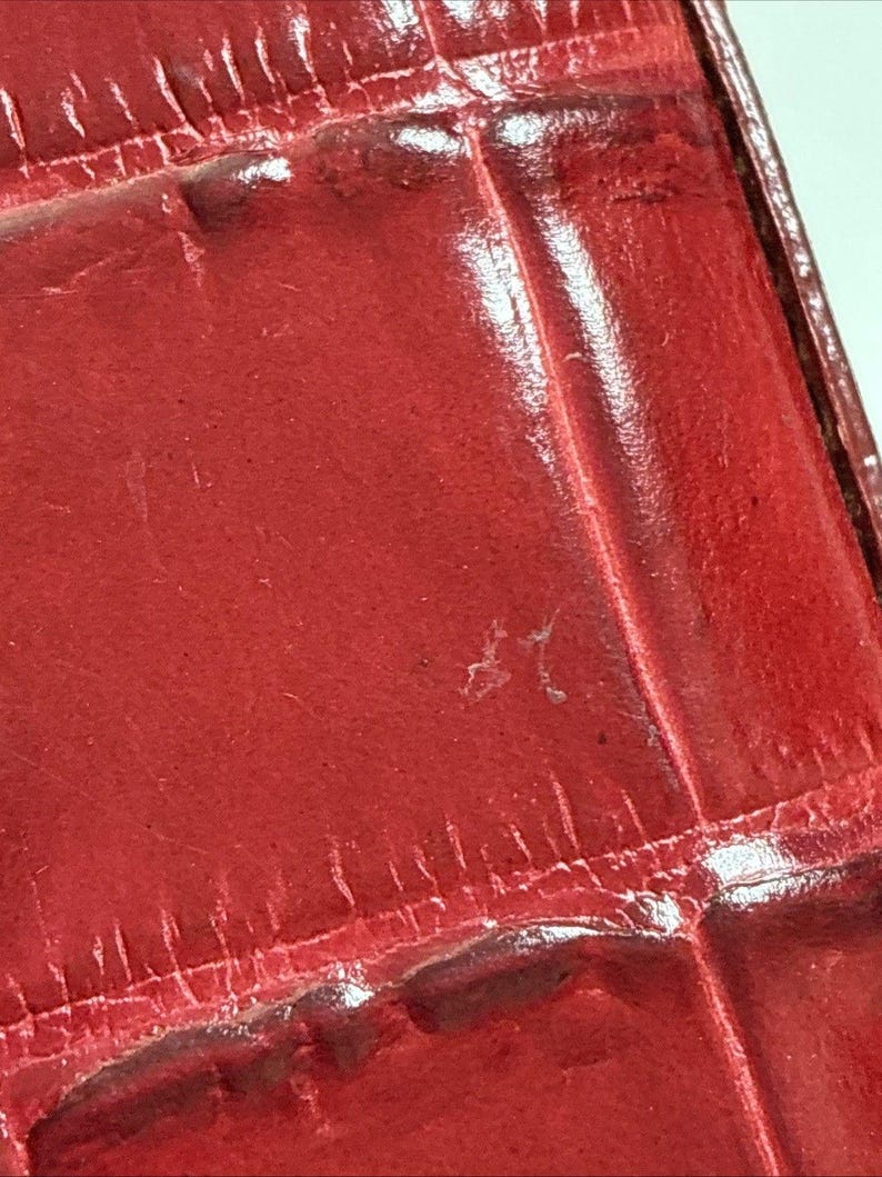Vintage Brighton Penelope Bucket Shoulder Bag Croc Embossed Red Leather Purse image 15
