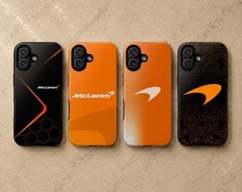 Capa para celular McLaren com o logotipo da equipe de Fórmula 1, compatível com iPhone 17 Pro, 16, 15, 14, 13, 12, Samsung S25, S24, S23, S22, A16, A26 e Pixel 9.