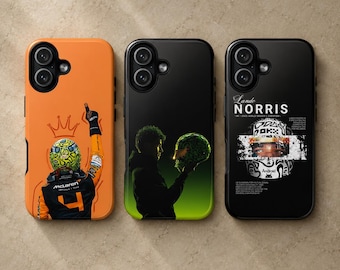 Lando Norris telefoonhoesje McLaren Formula 1 Team Logo Cover voor iPhone 17Pro, 16, 15, 14, 13, 12 Samsung S25, S24, S23, S22, A16, A26, A55