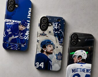 Auston Matthews Telefoonhoesje NHL Toronto Maple Leafs Cover voor iPhone 17Pro, 16, 15, 14, 13, 12, 11, Samsung S26, S25, S24, S23, A16, A35, A55