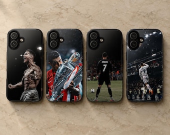 Cristiano Ronaldo telefoonhoesje voetbalhoes voor iPhone 17Pro, 16, 15, 14, 13, 12, 11, Samsung S26, S25, S24, S23, A16, A35, Pixel 10