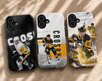 Sidney Crosby Telefoonhoesje NHL Ice Hockey Penguins Cover voor iPhone 17Pro, 16, 15, 14, 13, 12, 11, Samsung S26, S25, S24, S23, A16, A35, A55