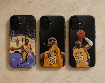 Kobe Bryant telefoonhoesje NBA Basketball Cover voor iPhone 17Pro, 16, 15, 14, 13, 12, 11, Samsung S25, S24, S23, A16, A35, A55, Pixel 10, 9, 8