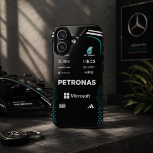 Custodia per telefono Mercedes F1 Formula 1 Suit 2026 Cover per iPhone 17Pro, 16, 15, 14, 13, 12, 11, Samsung S26, S25, S24, A35, A55, Pixel 9, 8, 7