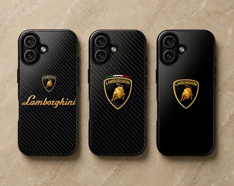 Lamborghini telefoonhoesje luxe sportwagen logo hoes voor iPhone 17Pro, 16, 15, 14, 13, 12 Samsung S25, S24, S23, S22, A16, A26, A55, Pixel 10