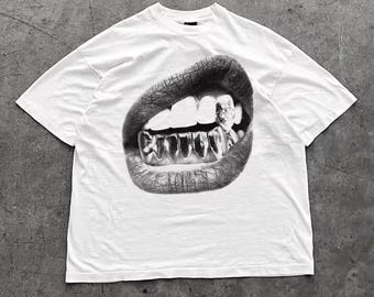 Witte grote lippen Y2k mondgrill oversized T-shirt