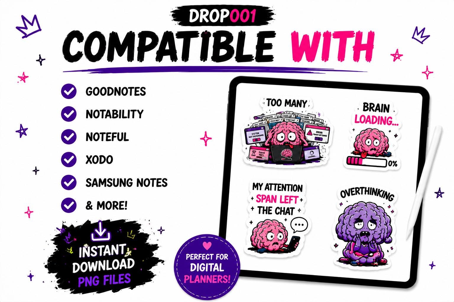 Brain Rot Era Sticker Pack | Funny Gen Z PNG Stickers | Goodnotes ...