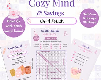Cozy Mind & Ersparnisse Wortsuch-Bundle | Selbstfürsorgeaktivität (PDF-Download) | Druckbares Achtsamkeits-Spiel