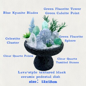 Naturlig kristallbonsai handgjord blå ädelstensklusterarrangemang inflyttningspresent till henne kristallläkning 06 Ocean Whisper
