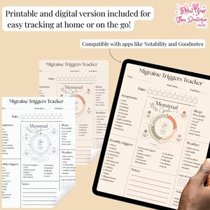 MigräneTrigger Tracker Printable + Digital | Hormon-, Schlaf-, Wetter- & amp;