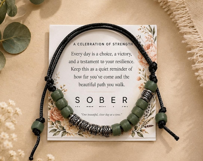 Featured listing image: Sober bracelet in Morse code - Sobriety Jewelry