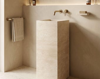 Custom Size Pedestal Sink, Travertine Marble Sink, Farmhouse Wash Basin,