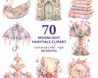 Magical Fairytale Clipart Bundle, Nursery Wall Art Bedroom Decor Printables, Storybook Princess themed Bedroom ideas