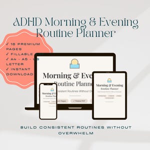 ADHD Evening Reset Planner, Day Night Routine Journal & Checklist, Calm Your Mind Before Bed, Reset System, Brain Dump for Racing Thoughts,