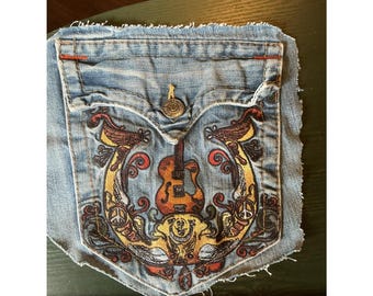 9 "x 8" True Religion World Guitar Tour Gesäßtasche Nur Basteln, Nähen, Aufnähen