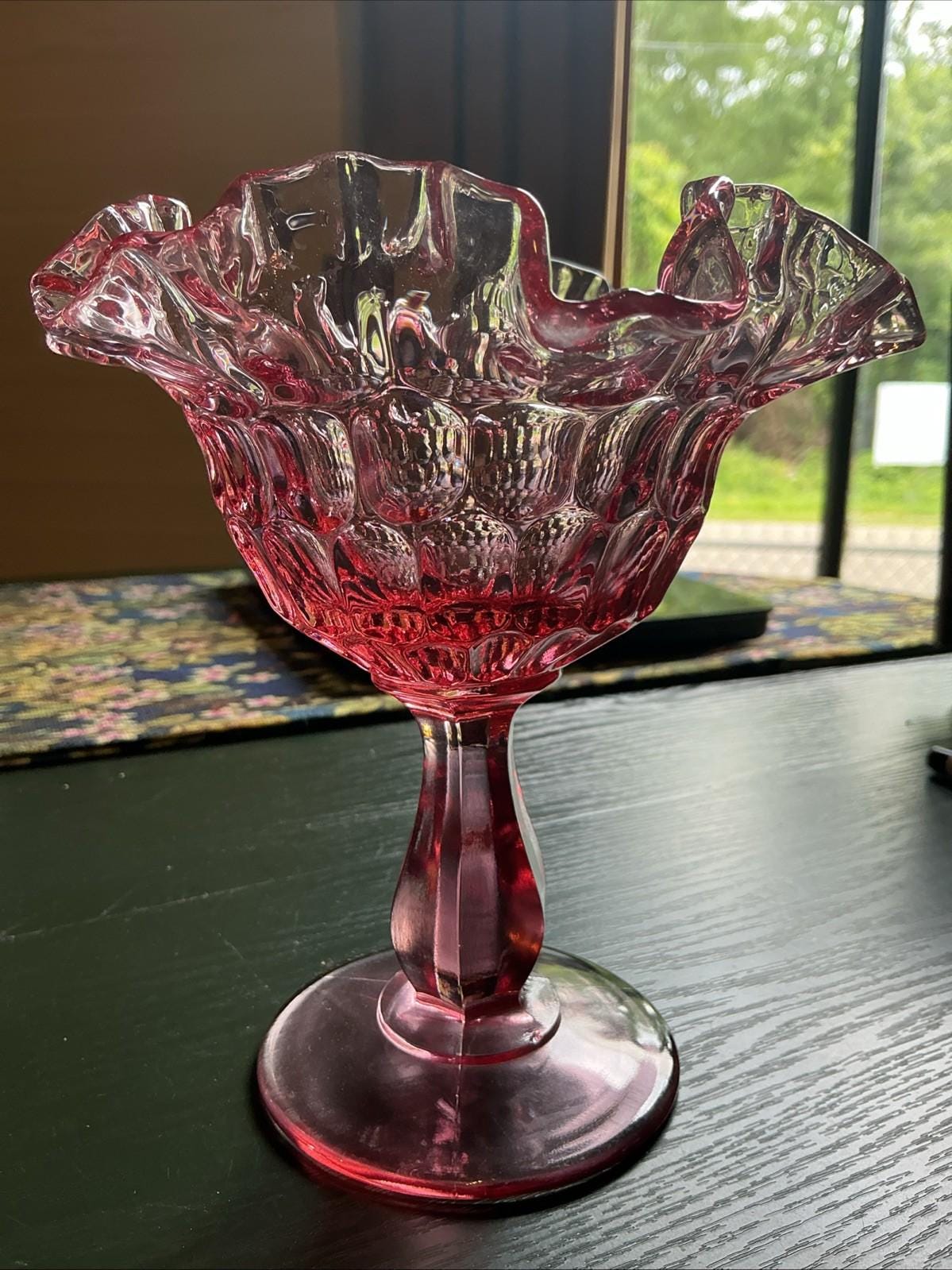 Fenton Cranberry Bowl - Etsy