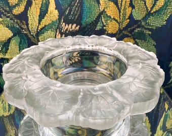 Soporte para botellas de champán y vino Barolac Josef Inwald de cristal esmerilado con diseño de geranio, década de 1930