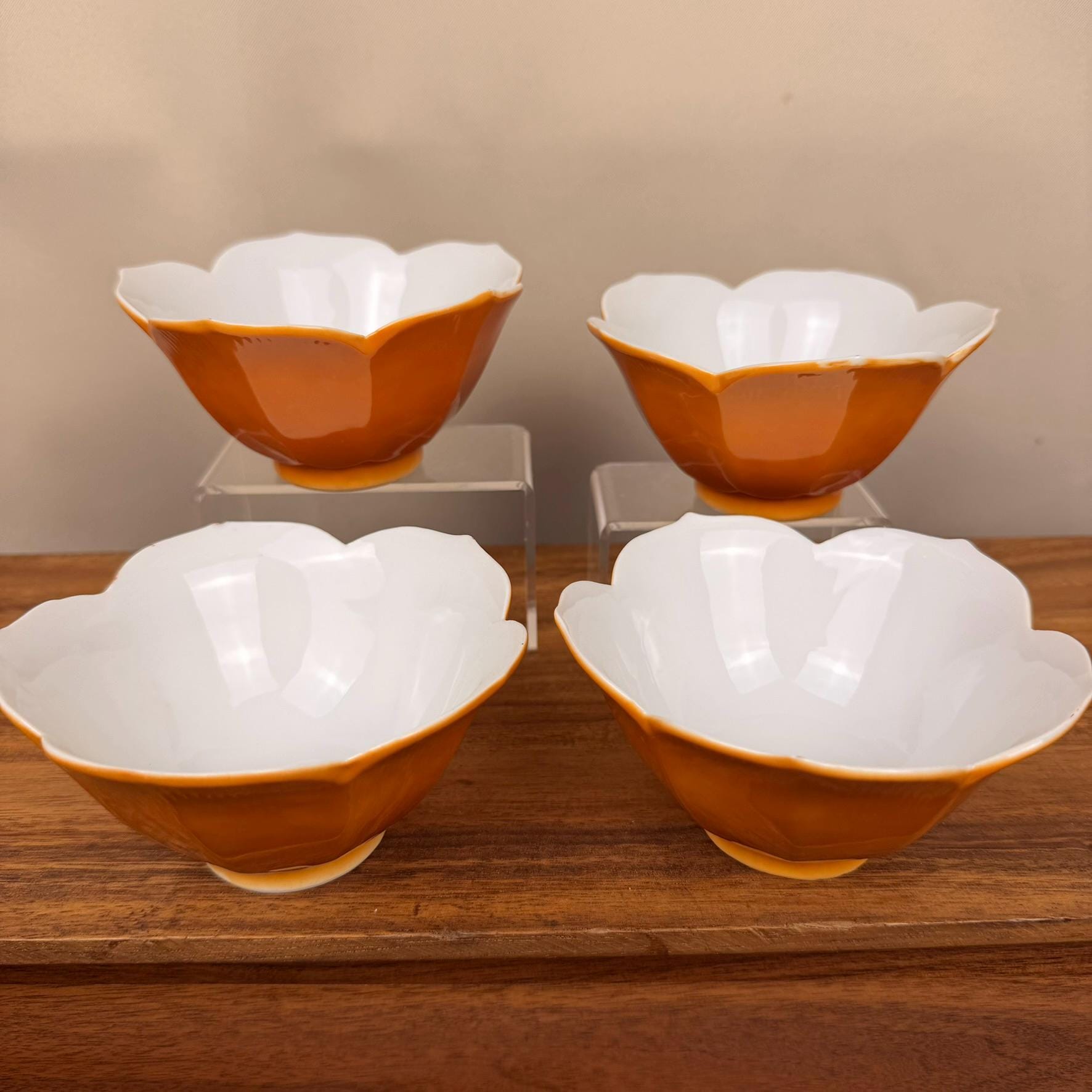 Vintage Orange and White Japanese Bowl - Etsy