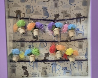 Handmade Flowerpot Earrings with Colorful Blooms