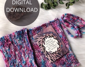 Tarot pouch knitting pattern. Beginner knitting easy pattern, knit tarot wrap. Witchy knitting. Tarot case knitting pattern, tarot card bag.