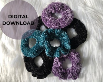 Velvet Scrunchie Crochet Pattern | Easy Beginner Crochet Pattern | Stash Buster | Ruffle Scrunchie | Sleek Scrunchie