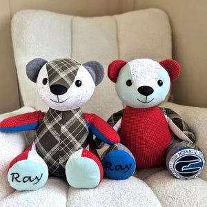 Custom Memory Bear from Clothing, Memorial Gift for Loss of Mum Dad, Remake Shirt Keepsake Bear, Bereavement Sympathy Gift
