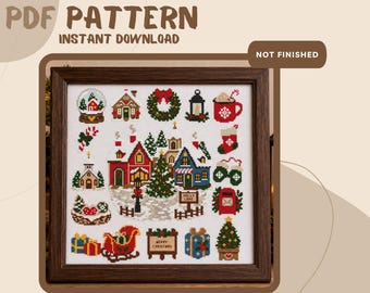 Christmas Village Collection Cross Stitch Pattern PDF, Cozy Christmas Sampler, Holiday Village Pattern, Digital Download