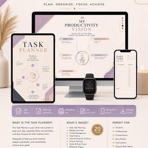 Task Planner, Daily Task Planner, Task Tracker, Productivity Planner, Task Manager, Project Planner, Task Organizer, Goal Tracker