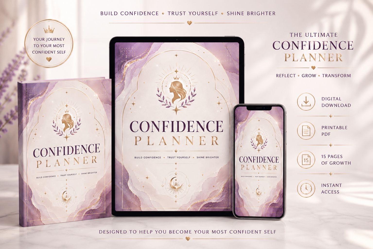 motivation planner, confidence journal, self confidence planner, mindset journal, goal setting planner, achievement planner, personal growth