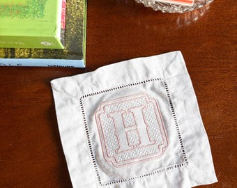 Custom embroidered cocktail napkin | Set of 4 napkins | Housewarming gift | Wedding cocktail napkins