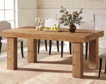 Solid Wood Dining Table Farmhouse Kitchen Gathering Table