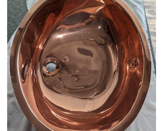 Vintage 16" Oval Artenvases S.A. Solid Copper Drop-In Sink Oval 2005 Argentina