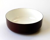Vintage Kaj Franc FINEL Arabia Enamel Low BOWL Dark Chocolate Brown White Int 3x8 Straight Sides Finland Danish Modern Excellent Condition