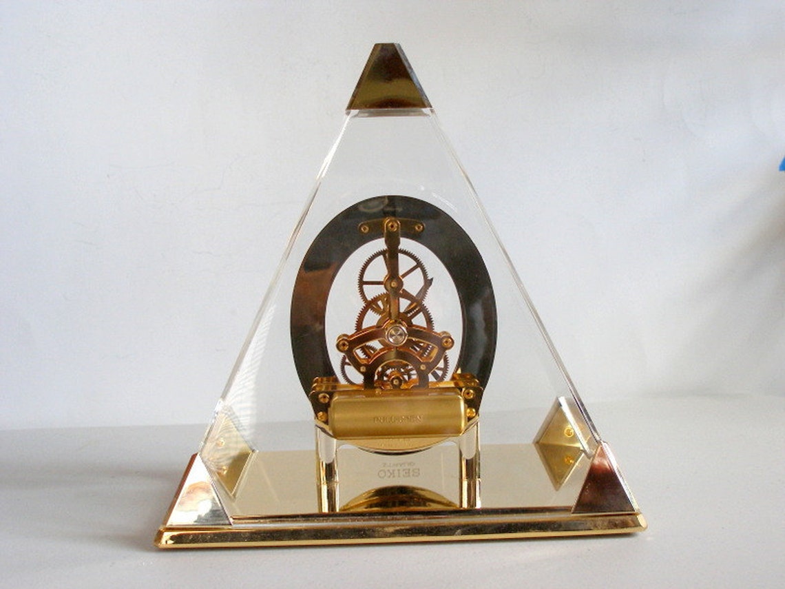 Vintage SEIKO Pyramid Skeleton Clock Quartz Model QAW109G Etsy