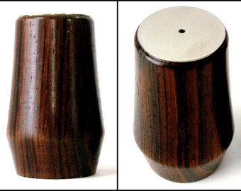 MCM ROSEWOOD Salt Pepper Danish Mod Denmark 2in Stainless Top Double Taper Scandinavian Dining Individual SP Original Stopper Vintage ExCond