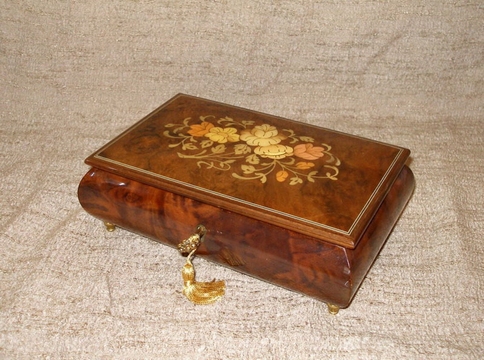 Vintage Inlay Burl Wood REUGE Jewelry MUSIC BOX Plays Etsy