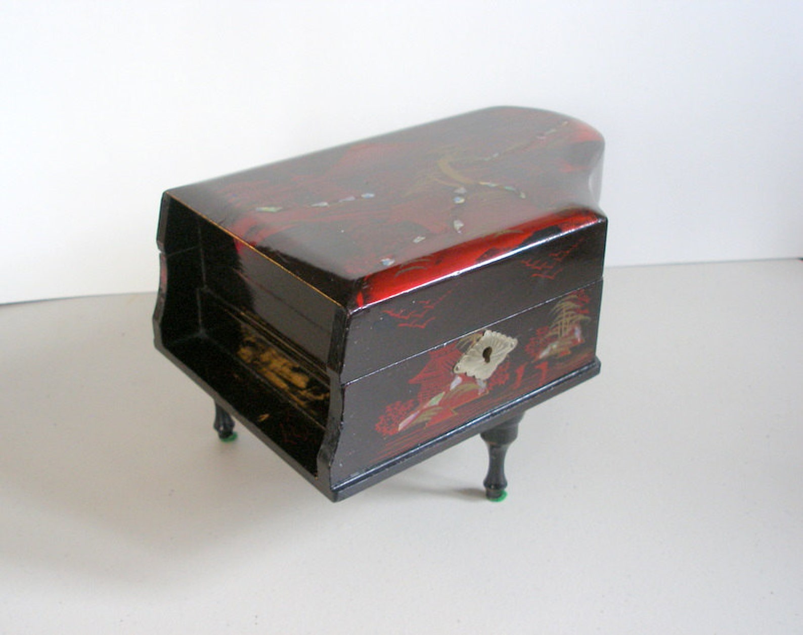 Vintage PIANO MUSIC JEWELRY Box Oriental Lacquerware Etsy
