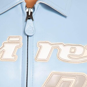 Avirex Light Blue Cropped Varsity Jacket for Women – Retro Racing Style Bomber Jacket image 3