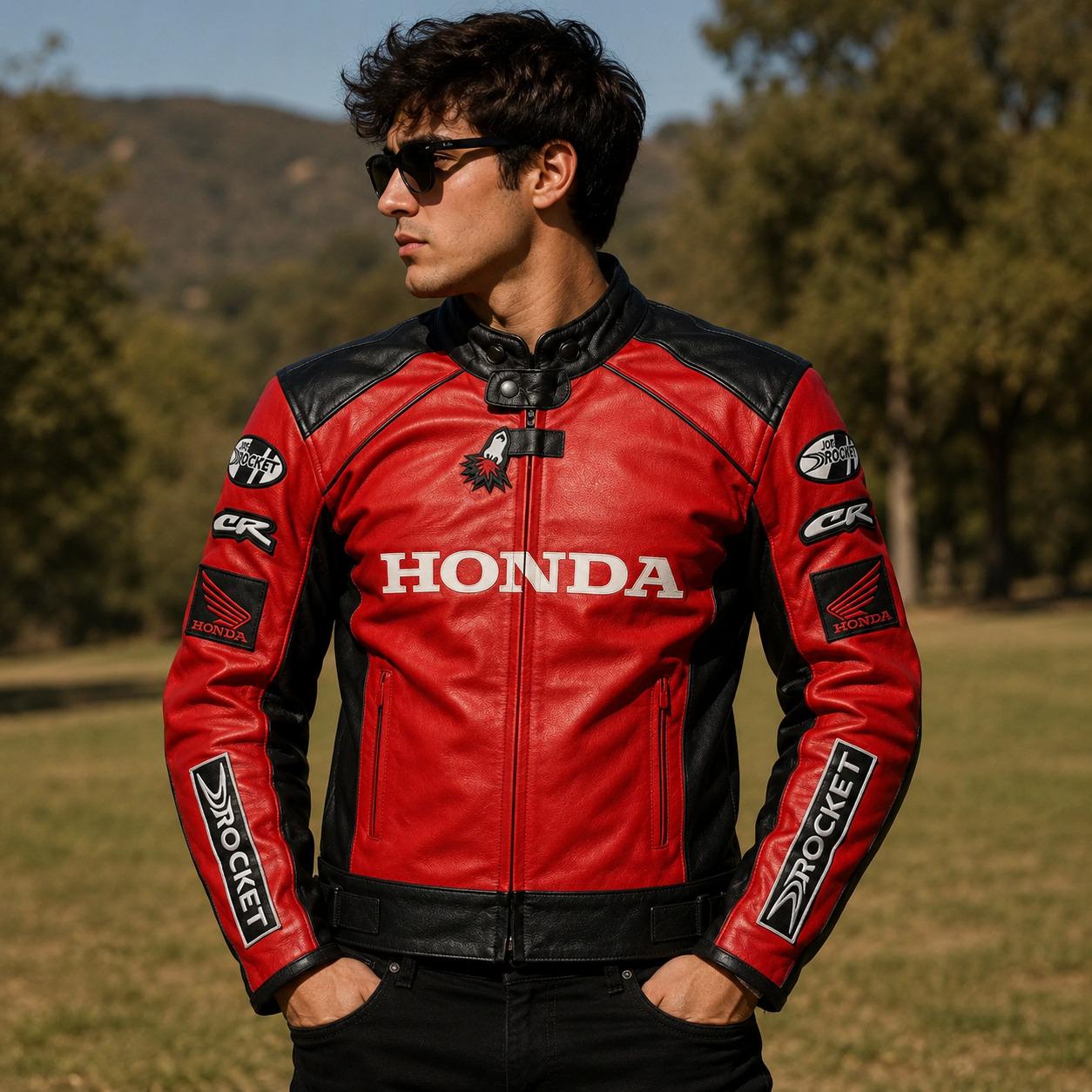 ホンダレーシングレザージャケット｜レッドブラックのバイク乗り