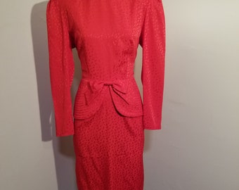 NOT FOR SALE // Lady In Red Maggy Boutique 2 Piece Suit Peplum Bow Top Skirt Separates Size 12 Silky Valentine's Day Preppy Boss Work Retro