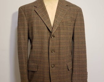 NOT FOR SALE Vintage Tommy Hilfiger 90'S Brown Houndstooth Blazer Sport Coat Men's School Professor College Business Man Size 40R Parisian